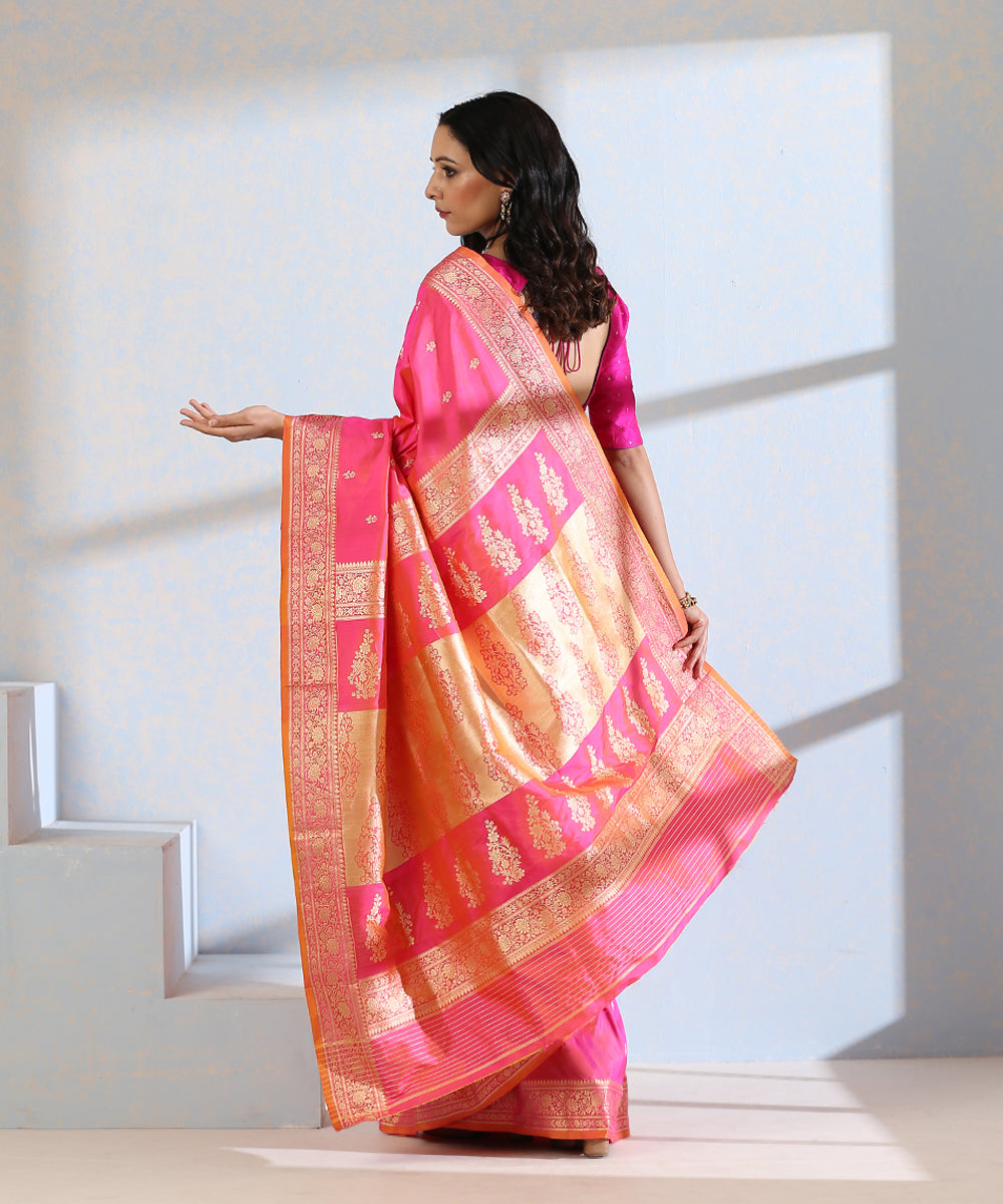 Handloom_Rose_Pink_Pure_Katan_Silk_Resham_Booti_Banarasi_Saree_WeaverStory_03