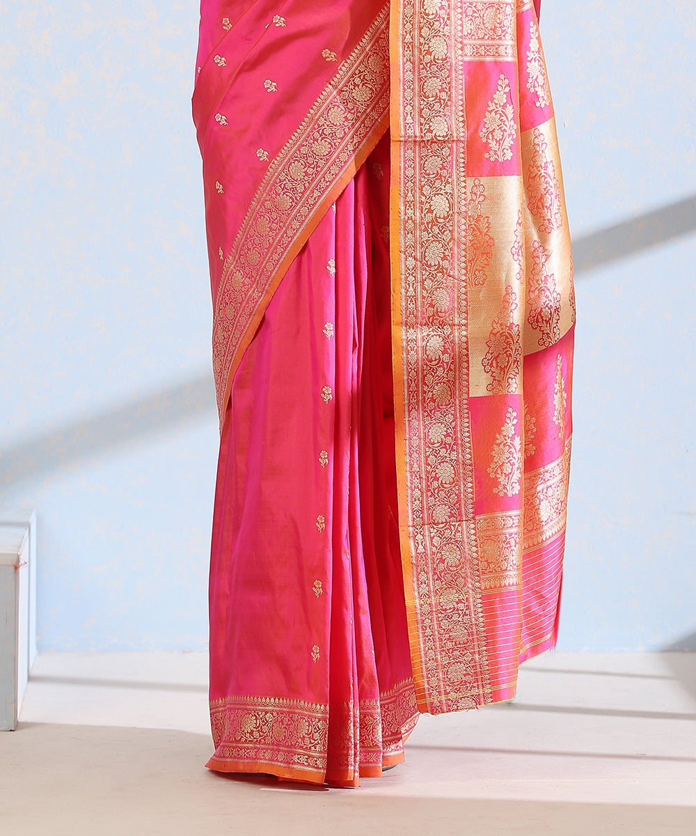 Handloom_Rose_Pink_Pure_Katan_Silk_Resham_Booti_Banarasi_Saree_WeaverStory_04
