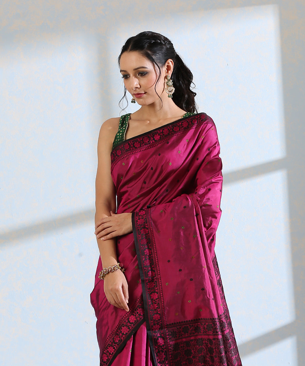 Handloom_Purple_Pure_Katan_Silk_Resham_Booti_Banarasi_Saree_WeaverStory_01