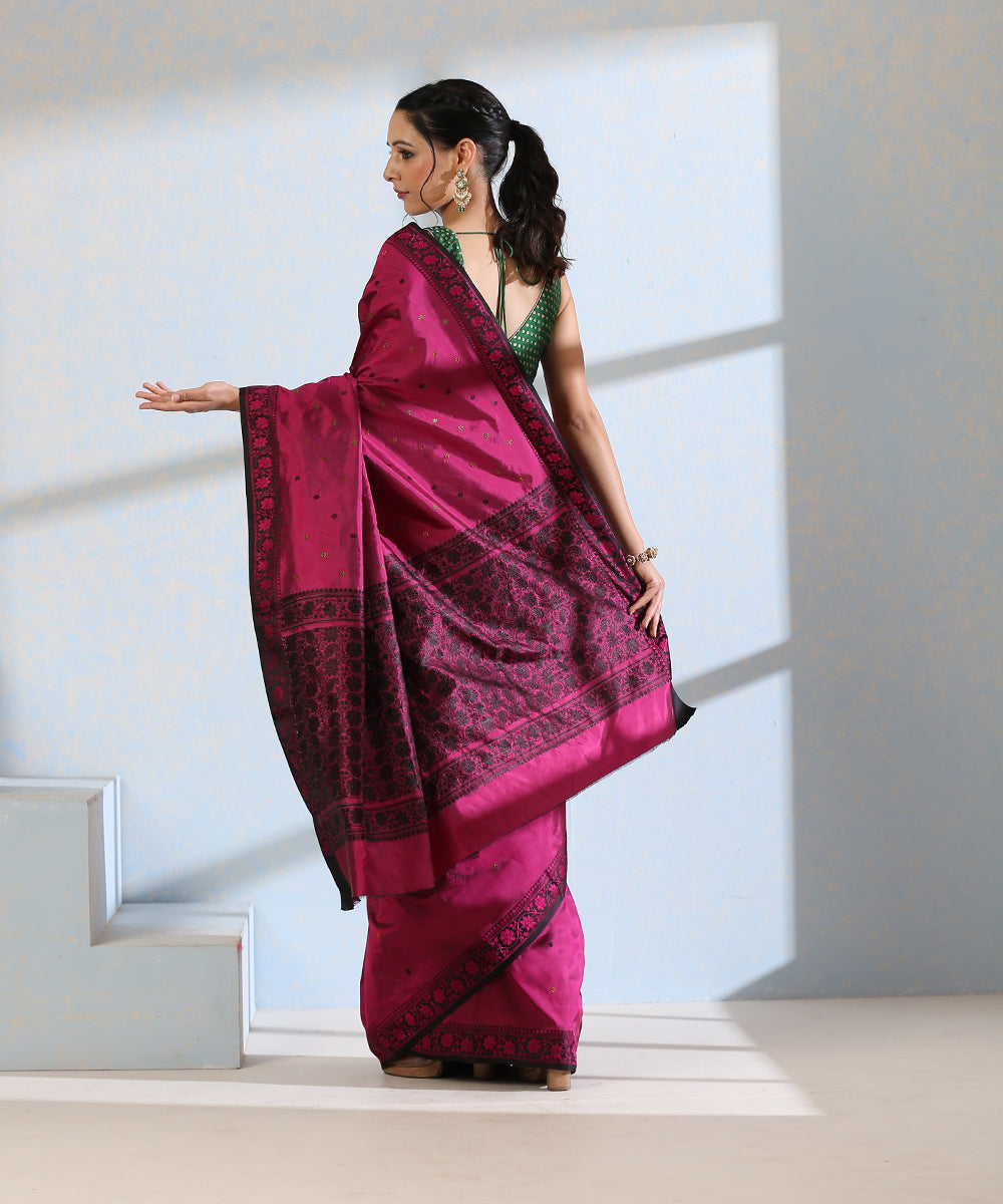 Handloom_Purple_Pure_Katan_Silk_Resham_Booti_Banarasi_Saree_WeaverStory_03