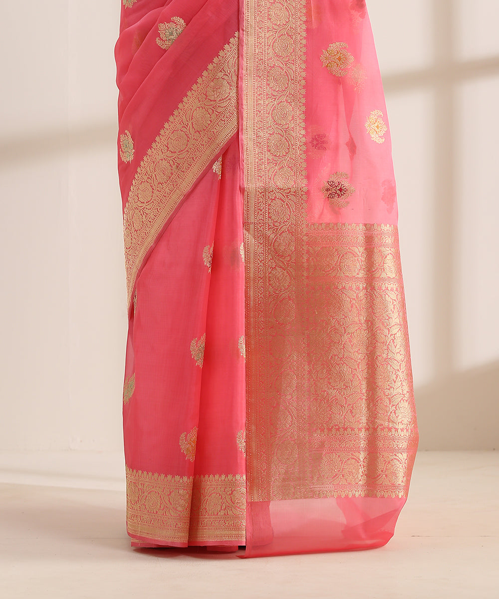Rose_Pink_Handloom_Kora_Silk_Banarasi_Saree_With_Kadhwa_Booti_WeaverStory_04