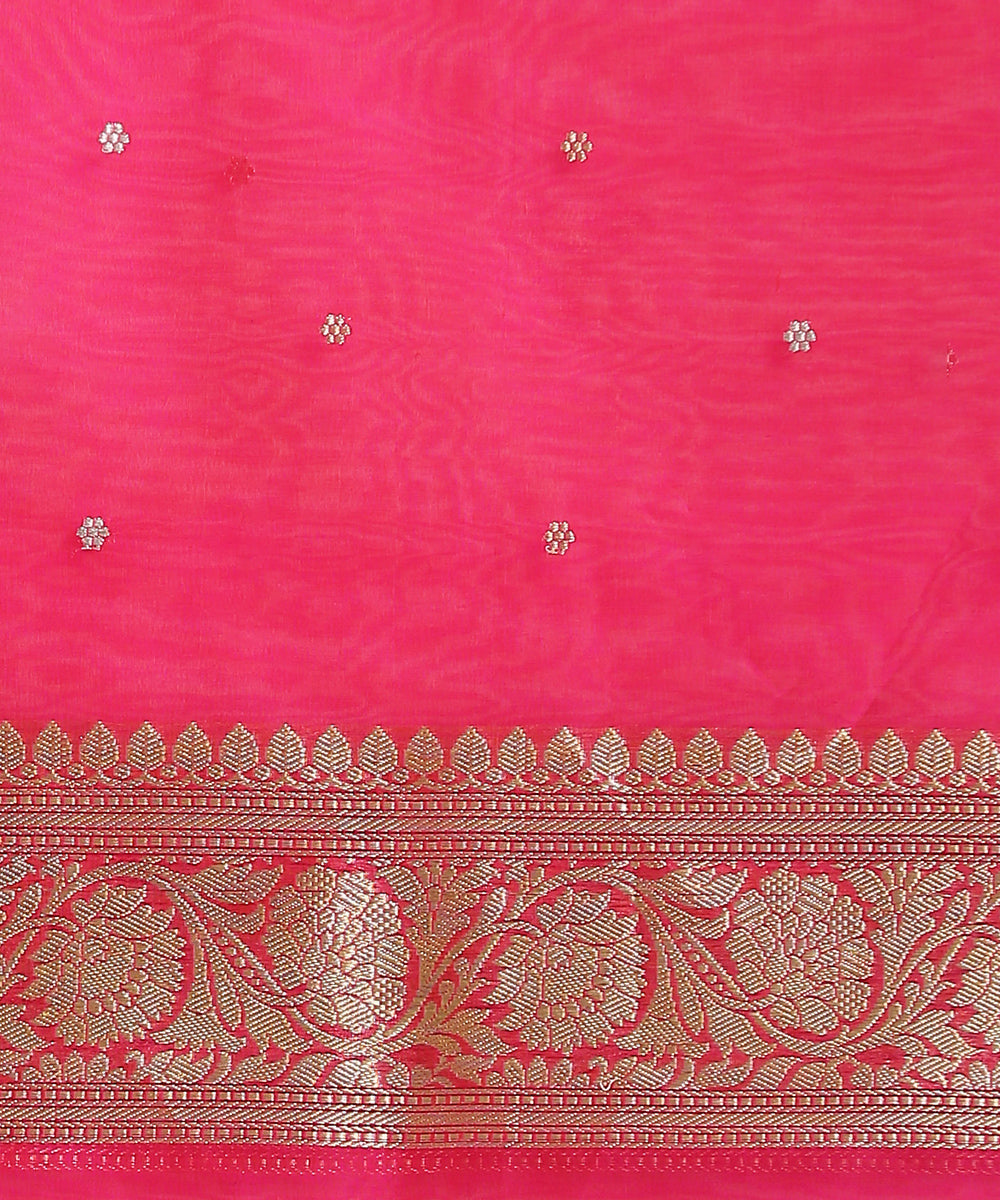 Hot_Pink_Handloom_Kora_Silk_Banarasi_Saree_With_Kadhwa_Booti_WeaverStory_05
