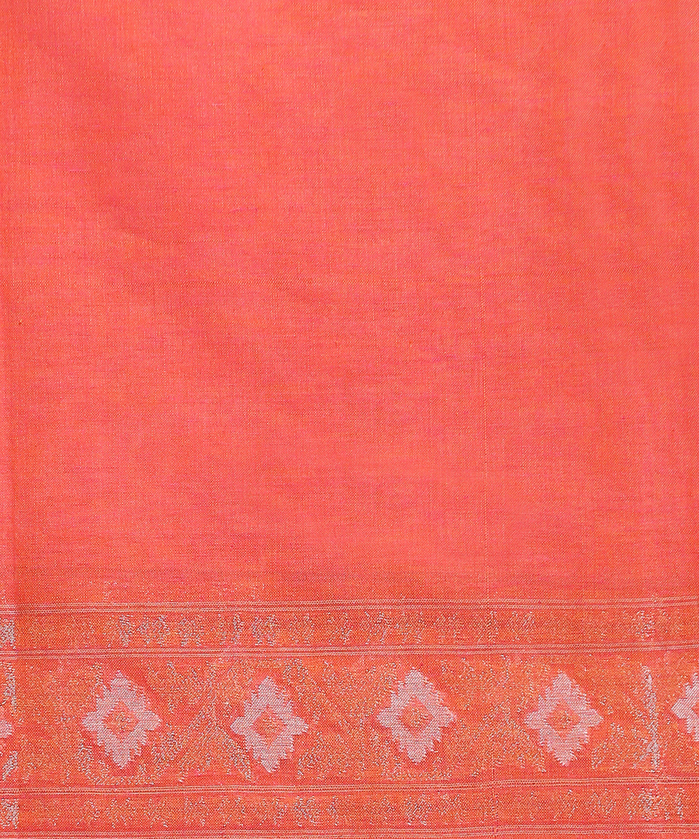 Handloom_Carrot_Pink_Pure_Cotton_Banarasi_Jamdani_Saree_With_Aada_Jaal_WeaverStory_05