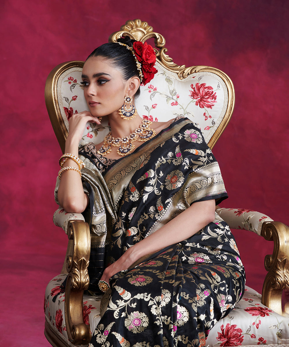 Handloom_Black_Pure_Katan_Silk_Banarasi_Saree_With_Meenakari_Sona_Rupa_Jaal_WeaverStory_01