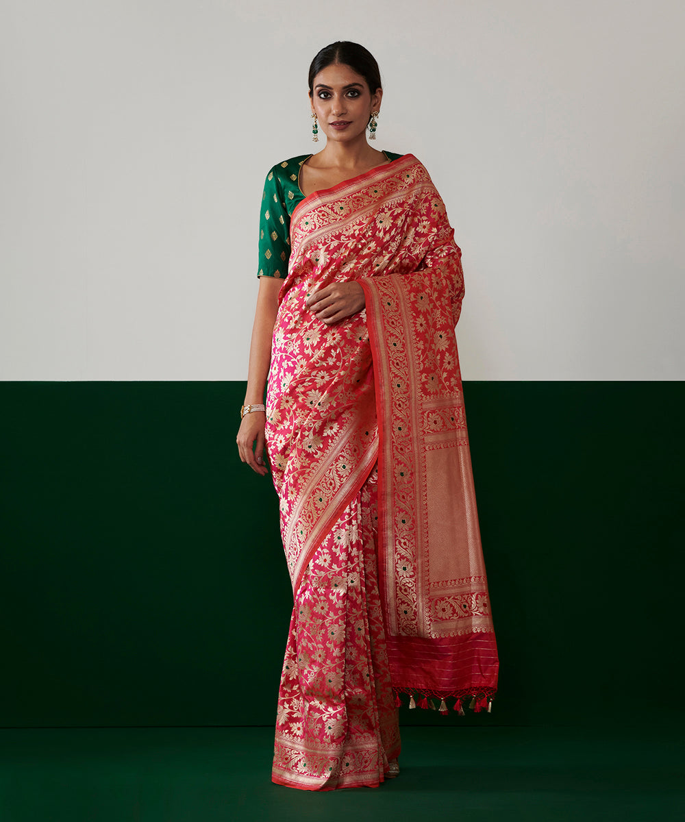 Pink_Handloom_Pure_Katan_Silk_Banarasi_Saree_With_Jangla_And_Meenakari_WeaverStory_02