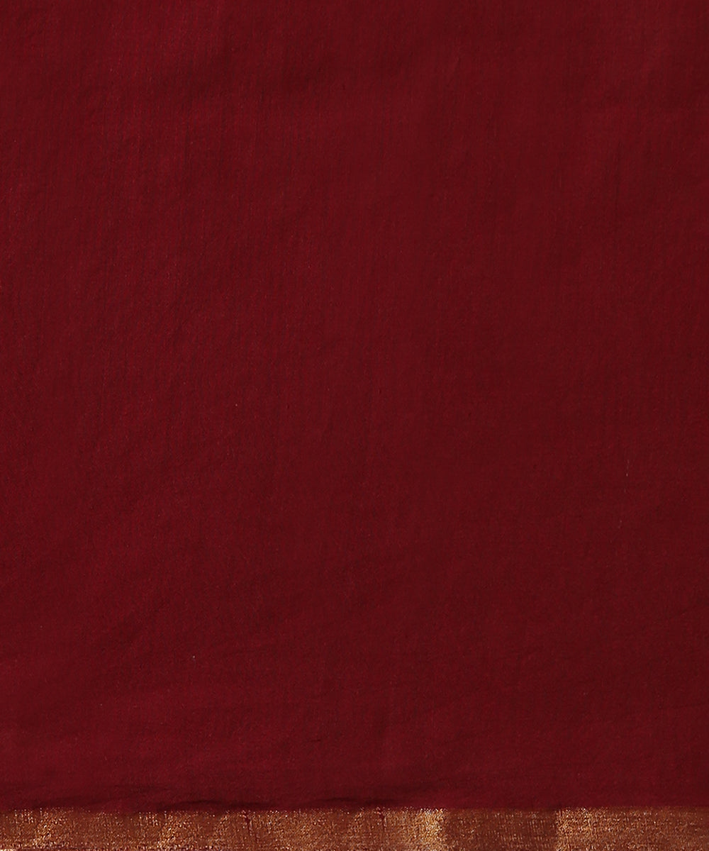 Handloom_Wine_Kora_Silk_Banarasi_Saree_With_Horizontal_Stripes_WeaverStory_05