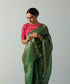 Green_Handloom_Kora_Silk_Banarasi_Saree_With_Horizontal_Stripes_WeaverStory_01