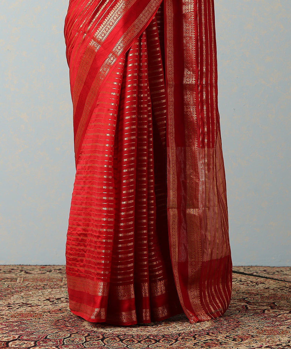 Maroon_Handloom_Katan_Silk_Banarasi_Saree_With_Horizontal_Stripes_WeaverStory_04