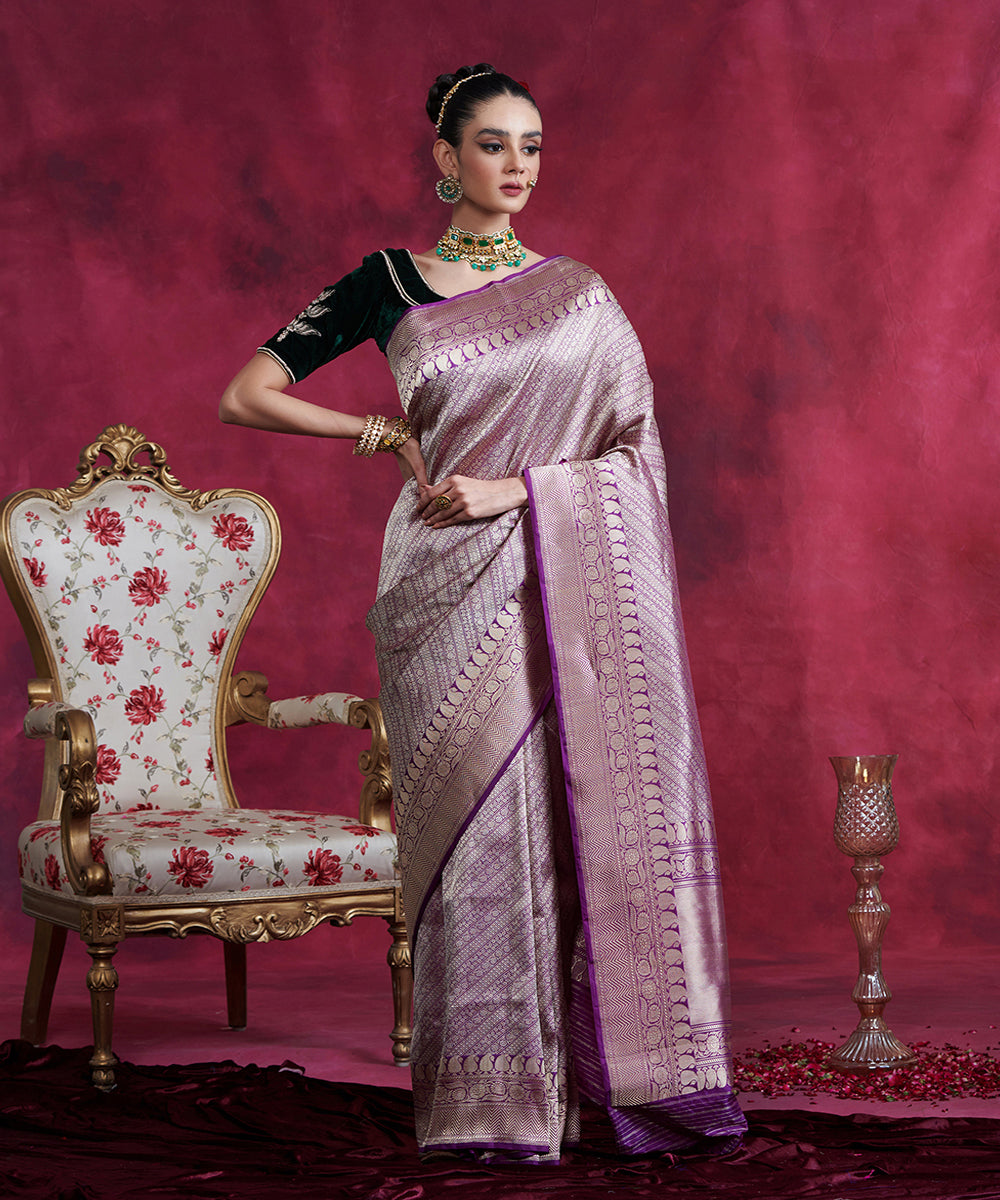 Purple_Handloom_Pure_Katan_Silk_Zari_Tanchoi_Banarasi_Saree_With_Paisley_Border_WeaverStory_02