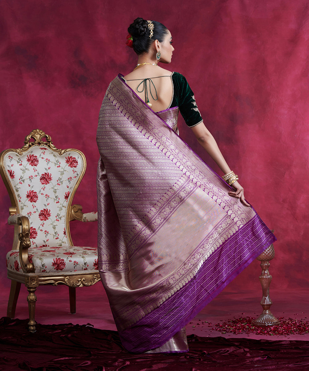 Purple_Handloom_Pure_Katan_Silk_Zari_Tanchoi_Banarasi_Saree_With_Paisley_Border_WeaverStory_03