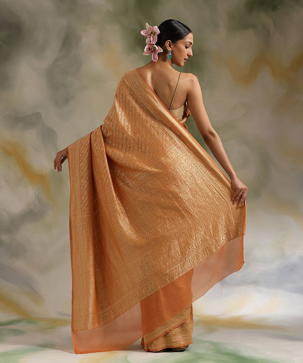Peach_Handloom_Pure_Tissue_Georgette_Banarasi_Saree_WeaverStory_03