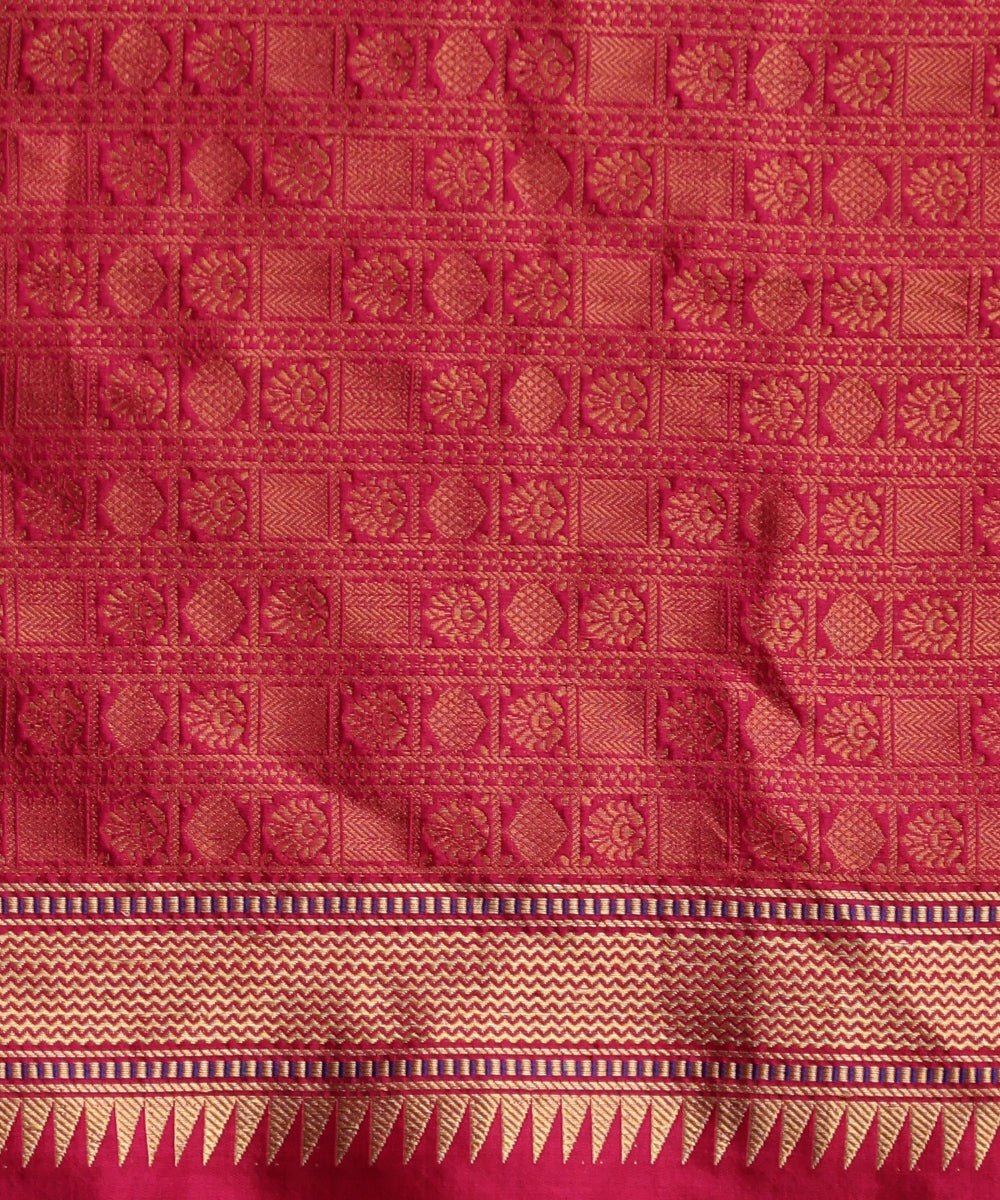 Handloom_Pink_Pure_Katan_Silk_Banarasi_Saree_With_Paithani_Border_WeaverStory_05