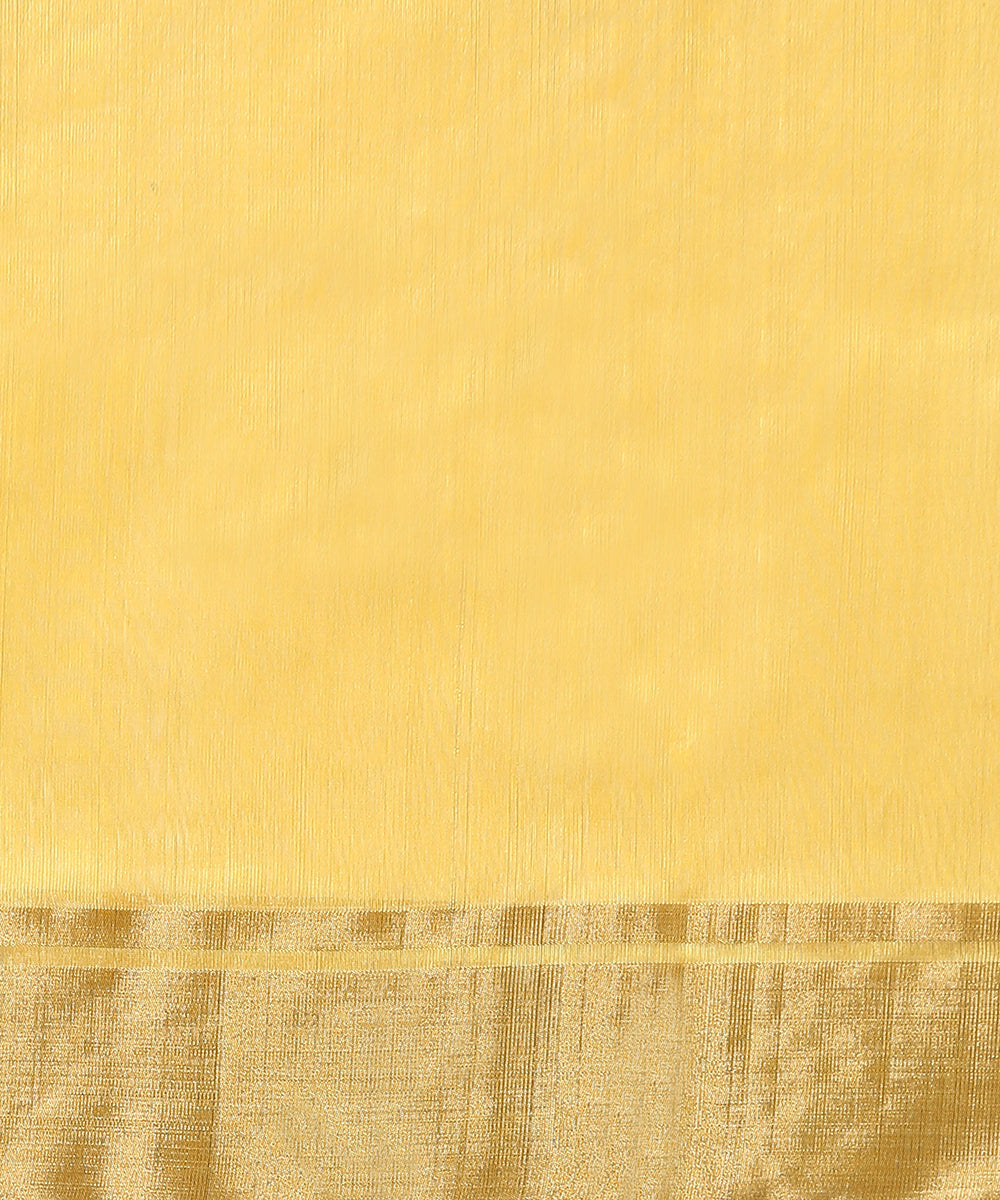 Golden_Yellow_Handloom_Kora_Chanderi_Saree_With_Gold_And_Silver_Zari_Boota_WeaverStory_05