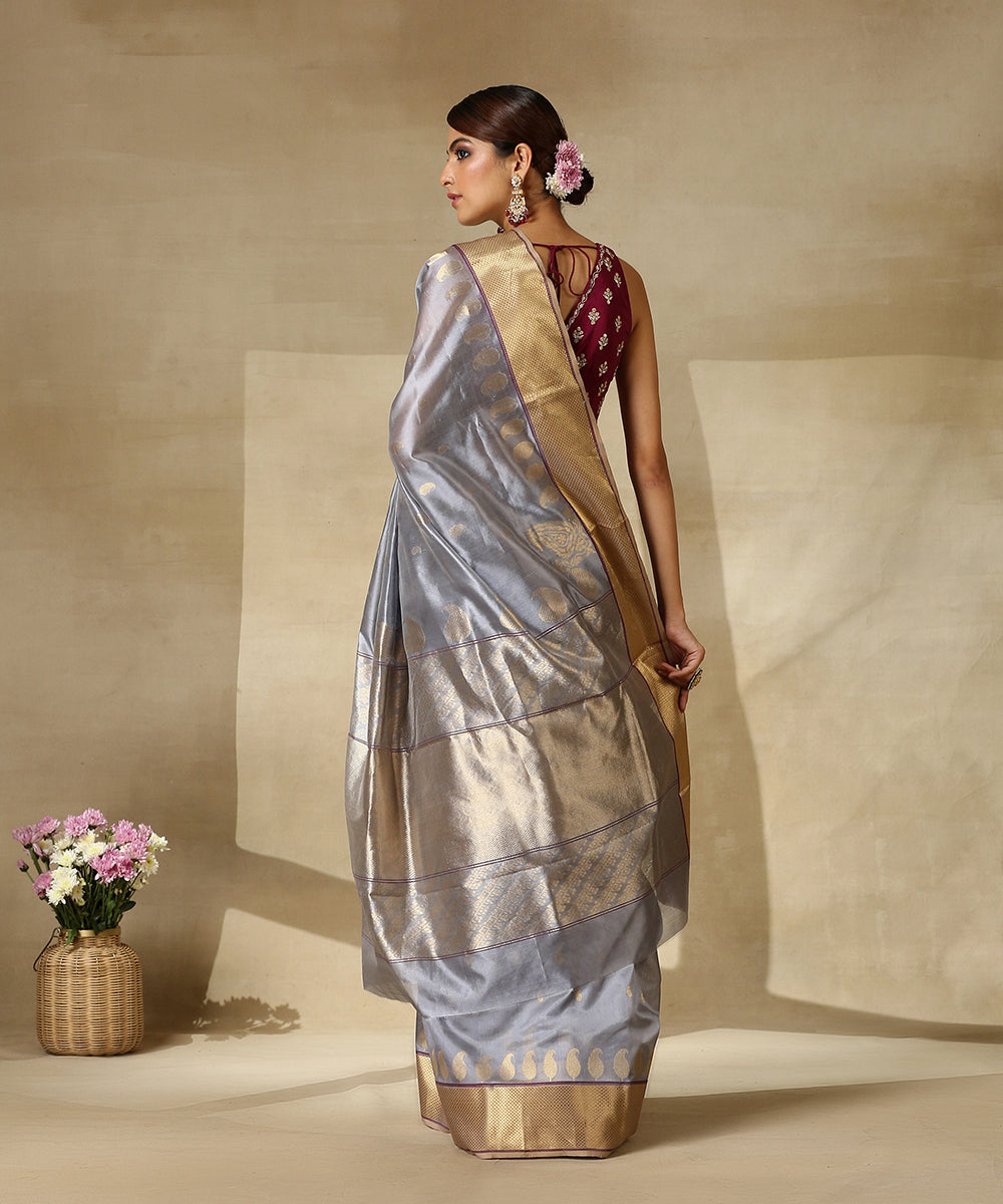 Handloom_Blue_And_Grey_Pure_Silk_Chanderi_Saree_With_Paisley_Border_WeaverStory_03
