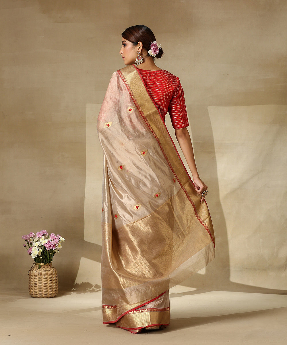 Beige_Handloom_Pure_Silk_Chanderi_Saree_With_Leaf_Motifs_And_Zari_Border_WeaverStory_03