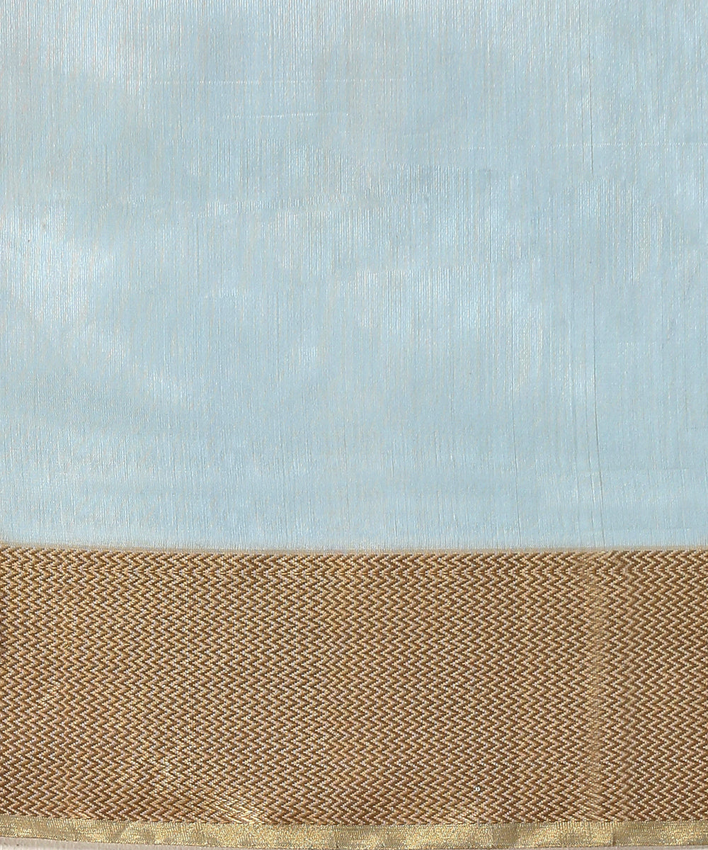 Light_Blue_Handloom_Pure_Silk_Chanderi_Saree_With_Zari_Chevron_Border_WeaverStory_05