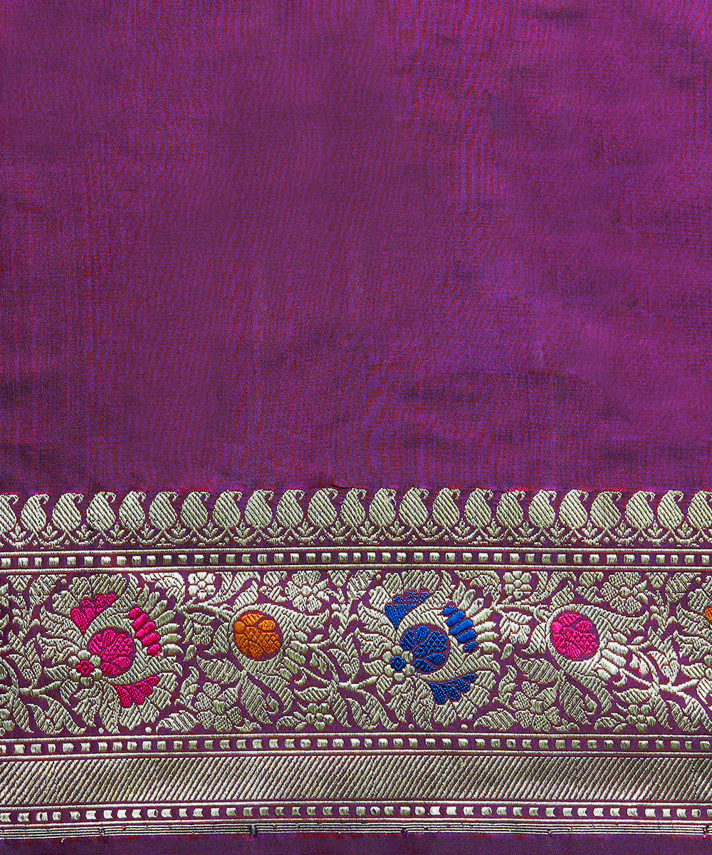 Wine_Handloom_Pure_Katan_Silk_Banarasi_Saree_With_Meenakari_And_Zari_Jaal_WeaverStory_05
