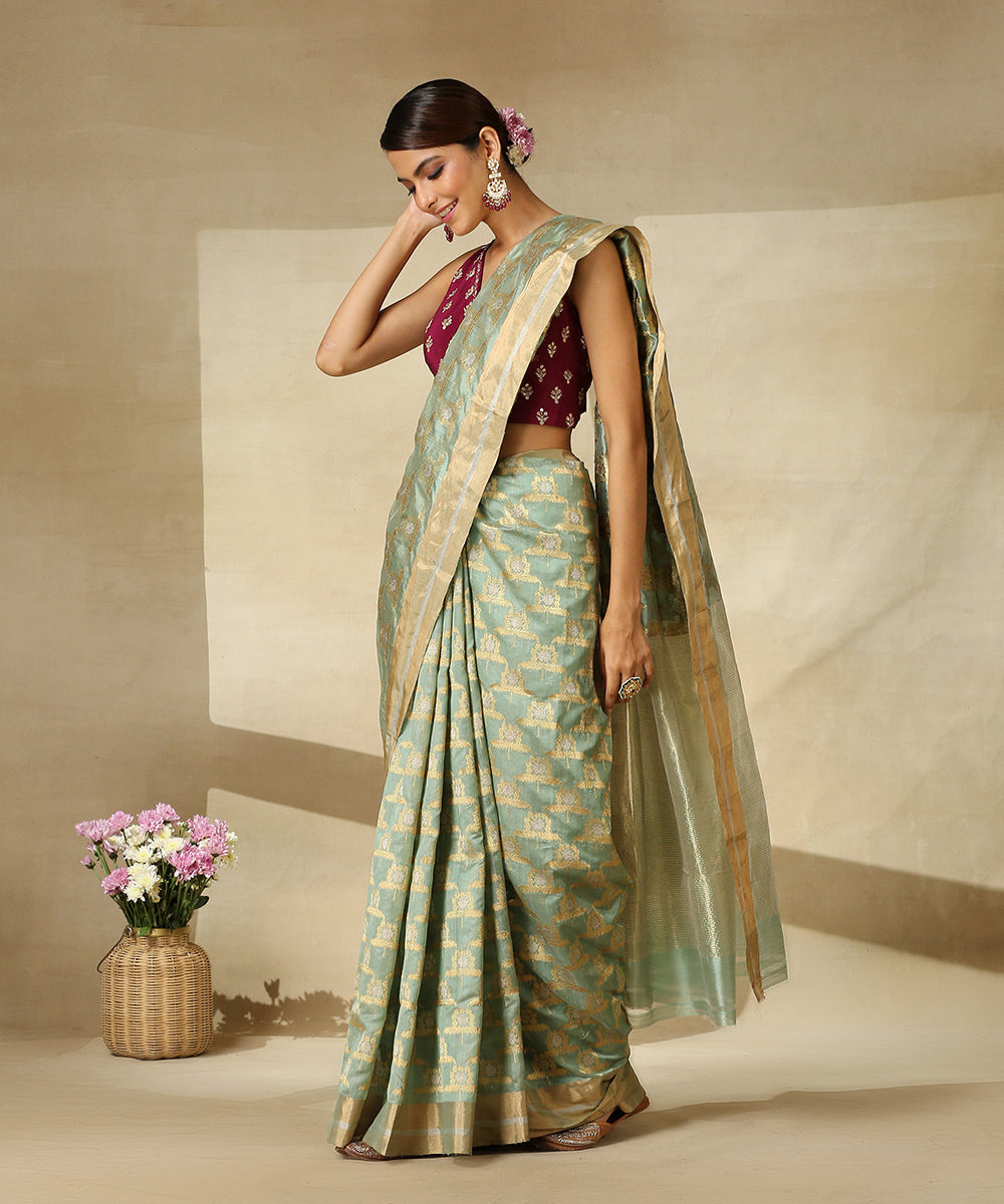 Light_Green_Handloom_Pure_Chanderi_Silk_Saree_With_Sunflower_Motifs_WeaverStory_02
