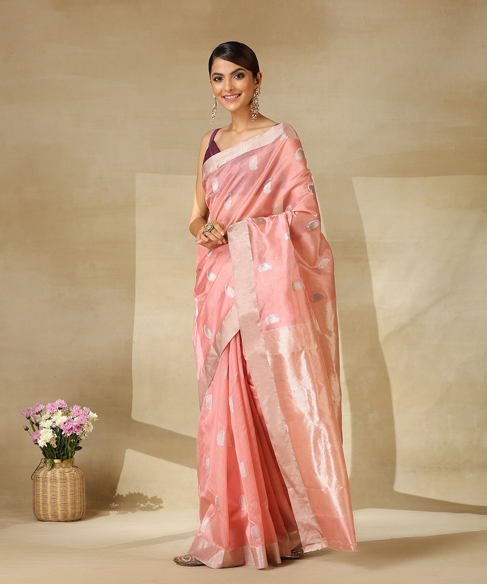 Handloom_Light_Pink_Pure_Silk_Chanderi_Saree_Silver_Zari_Leaf_Motif_And_Pink_Meenakari_WeaverStory_02