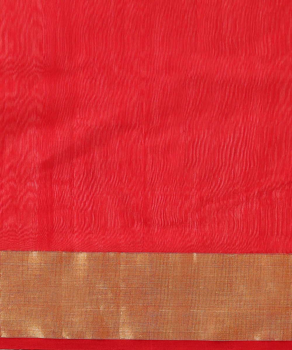 Red_Handloom_Cotton_Silk_Chanderi_Saree_With_Gold_Zari_Booti_WeaverStory_05