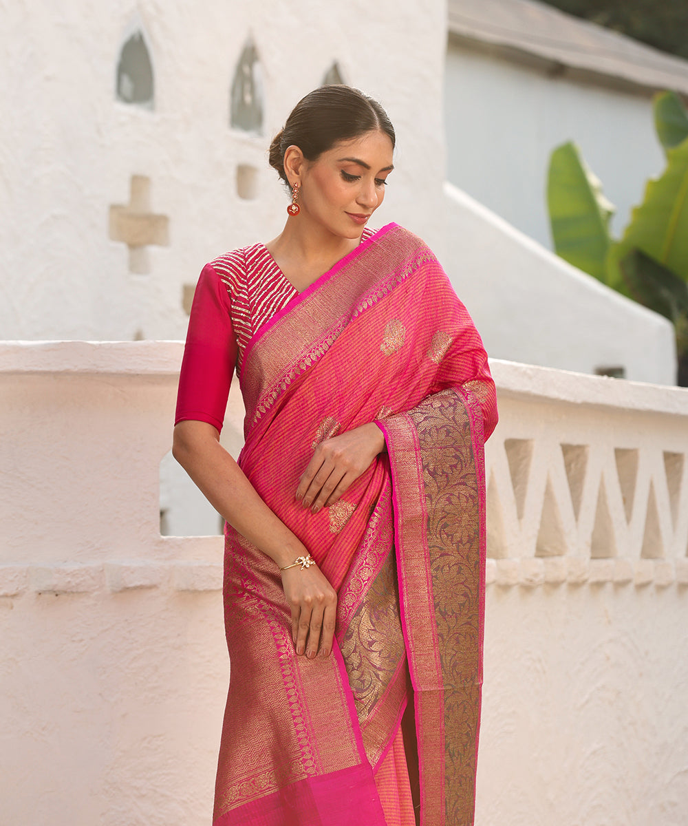 Pink_Handloom_Dupion_Silk_Banarasi_Saree_With_Broad_Zari_Border_WeaverStory_01