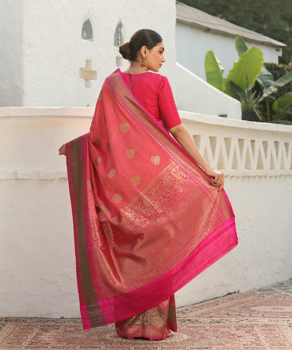 Pink_Handloom_Dupion_Silk_Banarasi_Saree_With_Broad_Zari_Border_WeaverStory_03