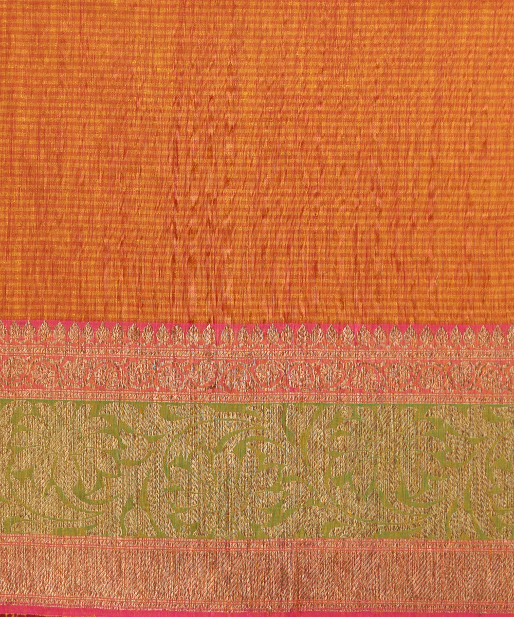 Yellow_Handloom_Dupion_Silk_Banarasi_Saree_With_Broad_Zari_Pink_Border_WeaverStory_05