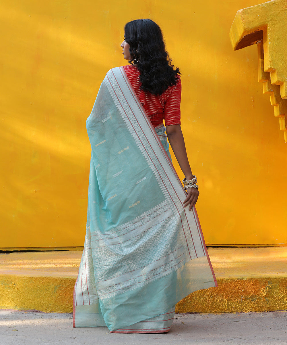 Mint_Green_Handloom_Cotton_Tissue_Banarasi_Saree_With_Kadhwa_Booti_WeaverStory_03