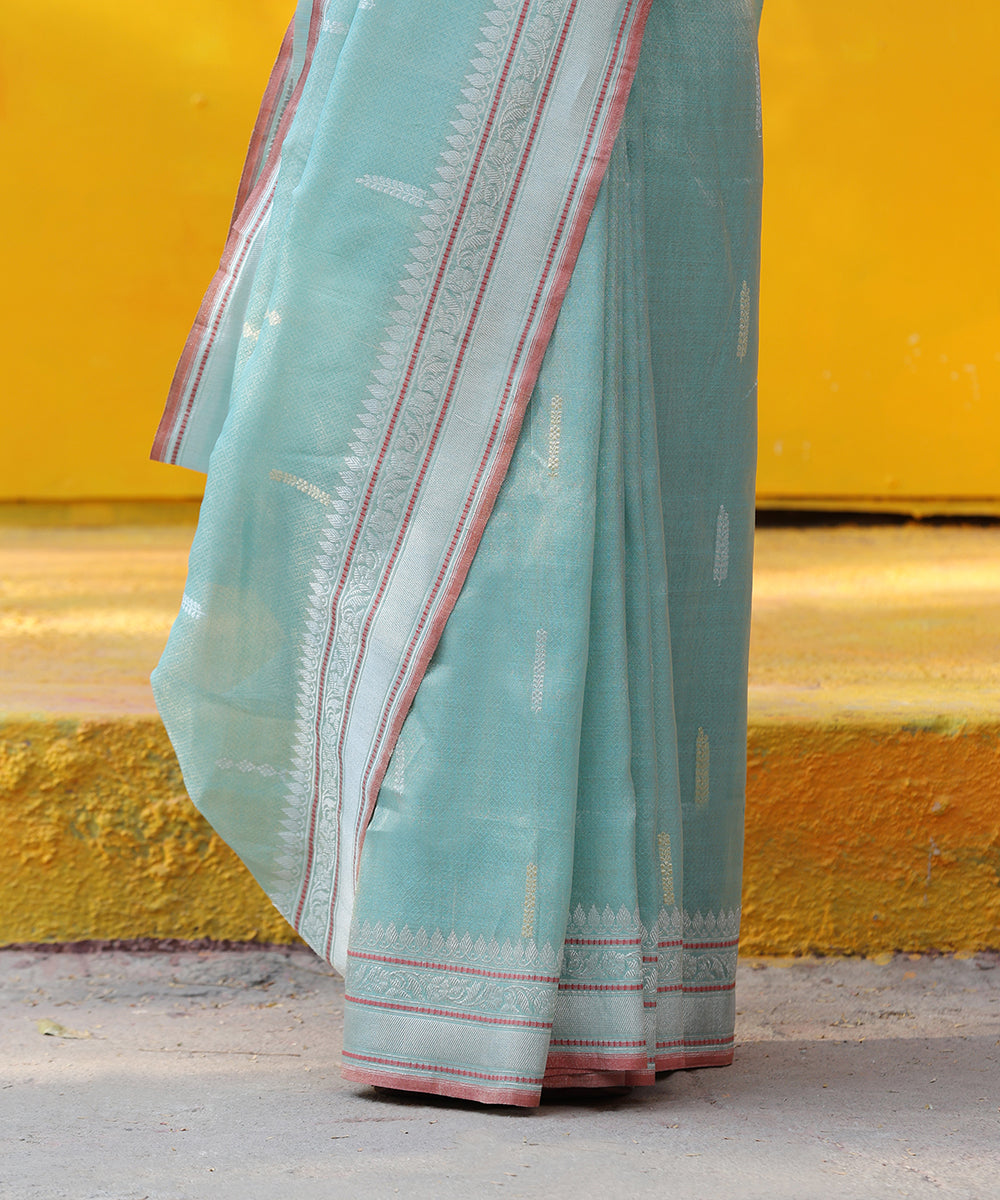 Mint_Green_Handloom_Cotton_Tissue_Banarasi_Saree_With_Kadhwa_Booti_WeaverStory_04