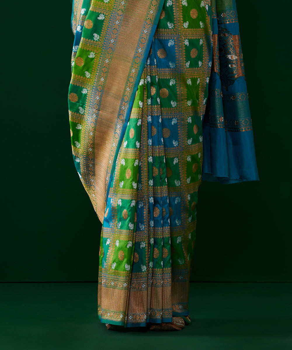 Blue_And_Green_Handloom_Pure_Katan_Silk_Rangkaat_Banarasi_Saree_WeaverStory_04