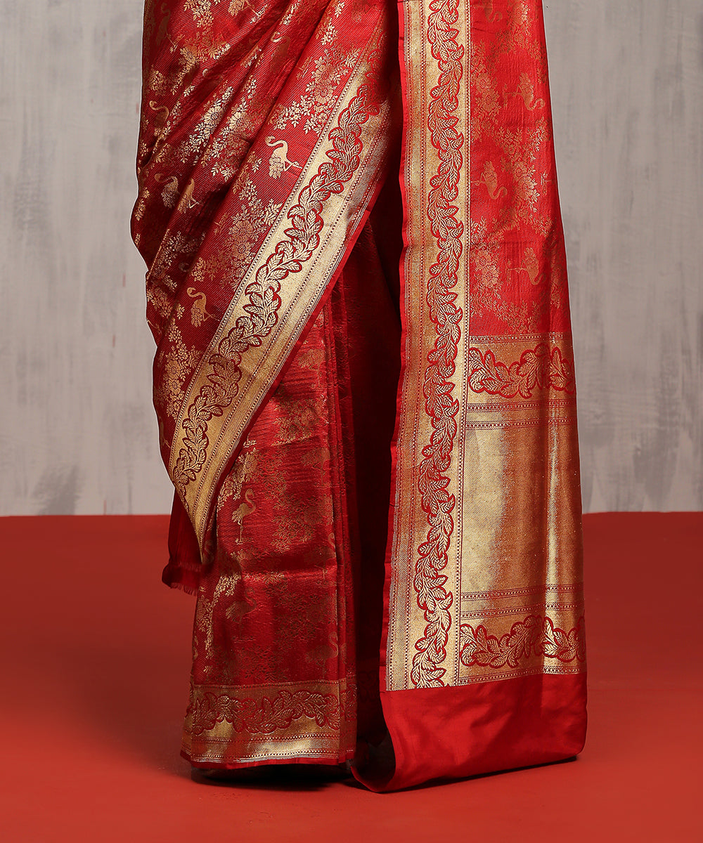 Handloom_Red_Pure_Katan_Silk_Kimkhab_Banarasi_Saree_With_Flamingo_WeaverStory_04