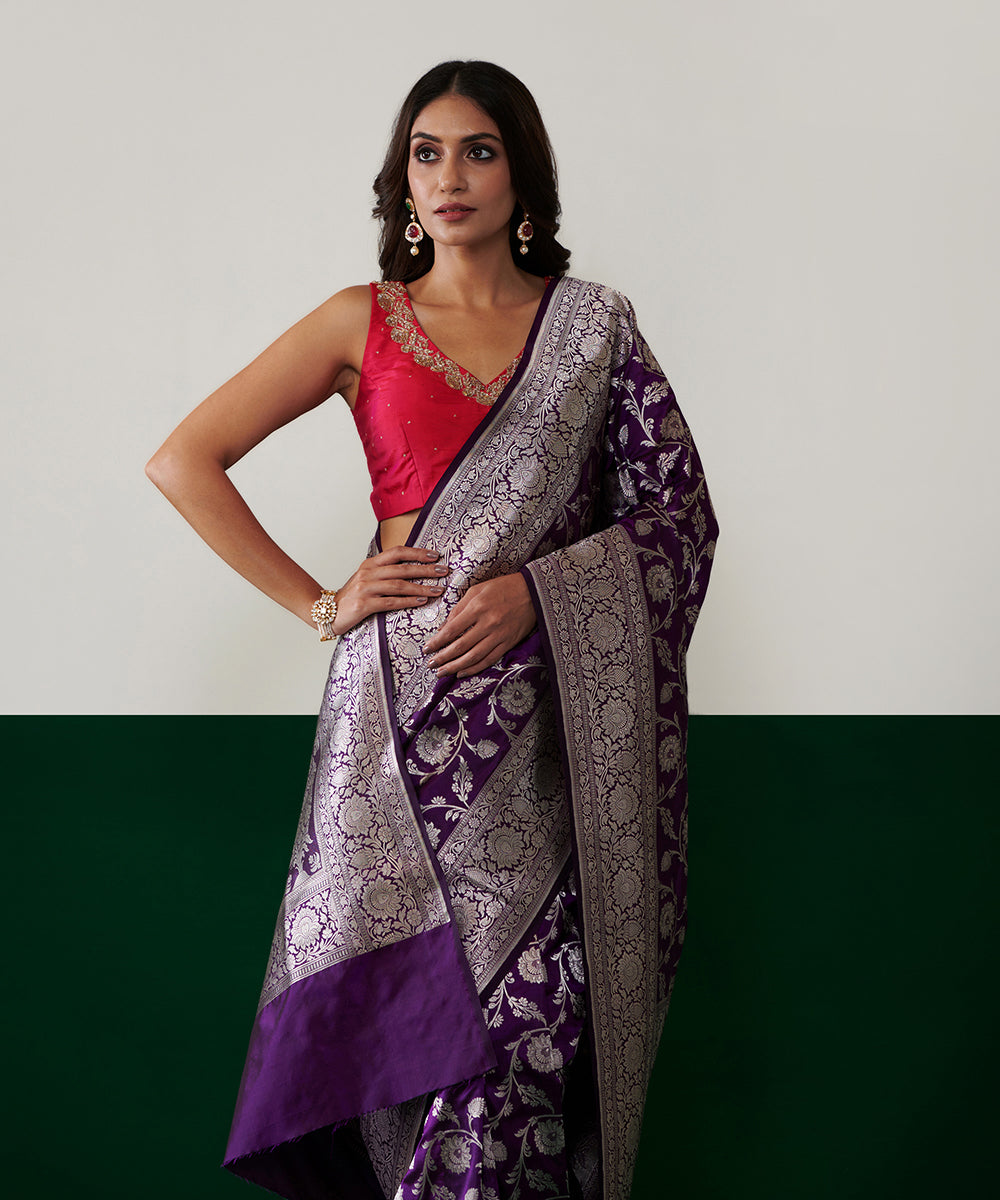 Handloom_Purple_Pure_Katan_Silk_Banarasi_Saree_With_Cutwork_Booti_WeaverStory_01