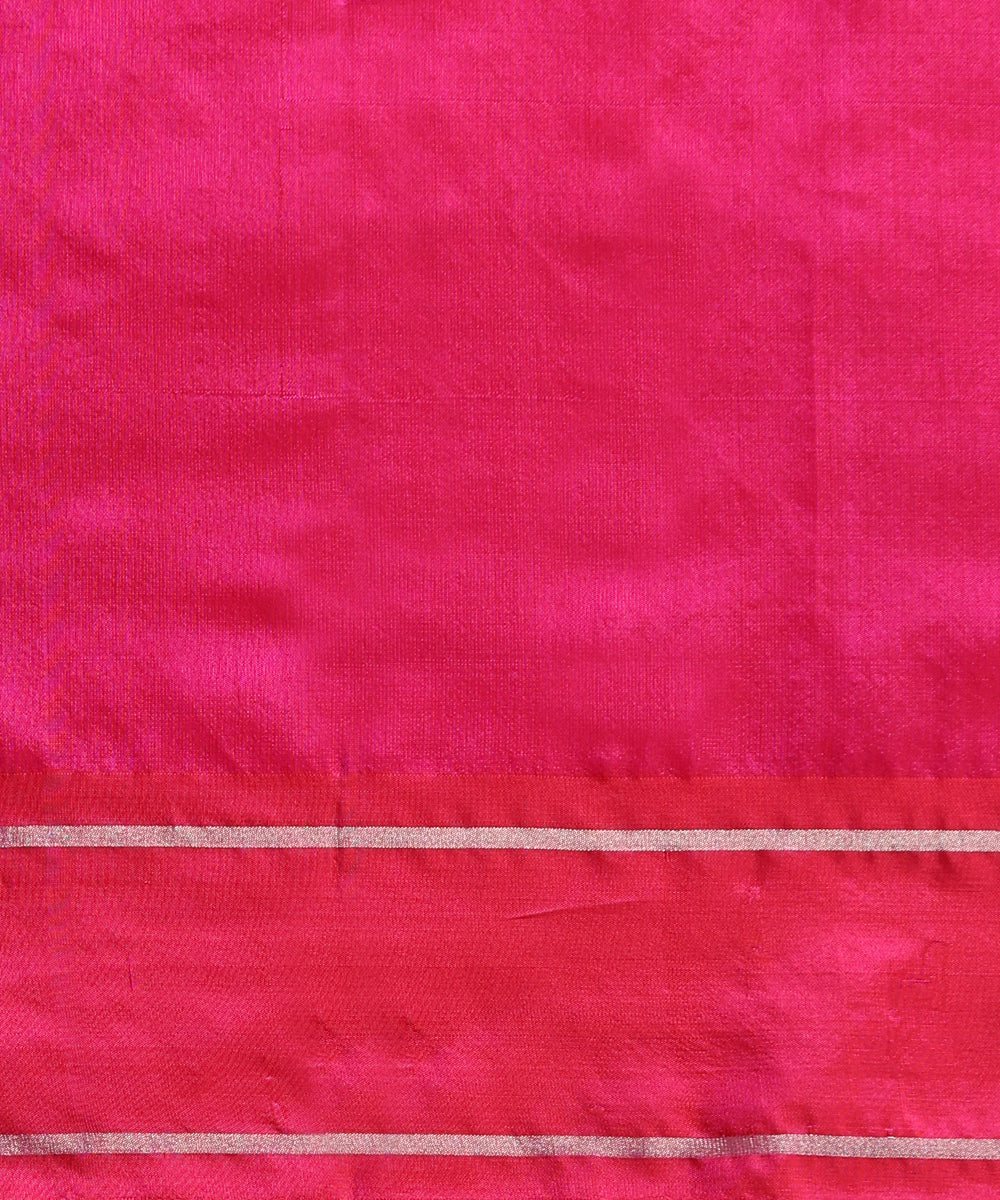Handloom_Hot_Pink_Pure_Chanderi_Silk_Saree_With_Silver_Zari_Booti_WeaverStory_05