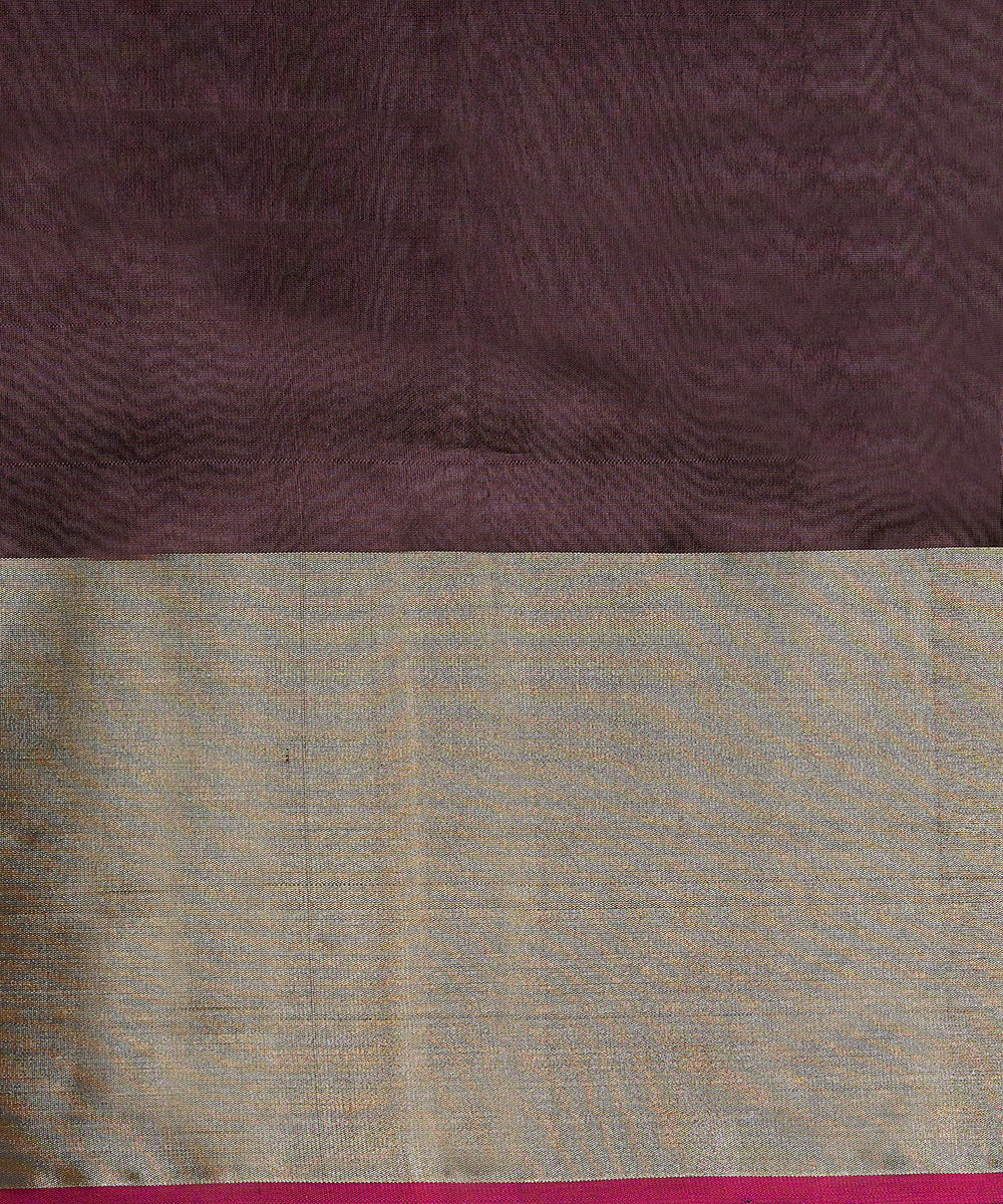 Handloom_Coke_Brown_Pure_Chanderi_Silk_Saree_With_Broad_Zari_Border_WeaverStory_05