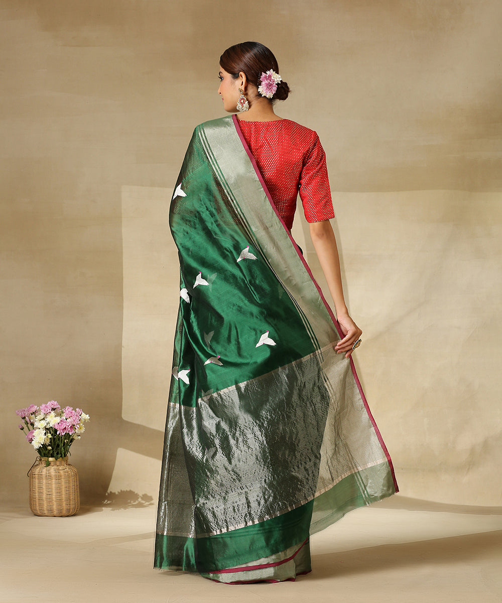 Green_Handloom_Pure_Chanderi_Silk_Saree_With_Birds_Motifs_WeaverStory_03