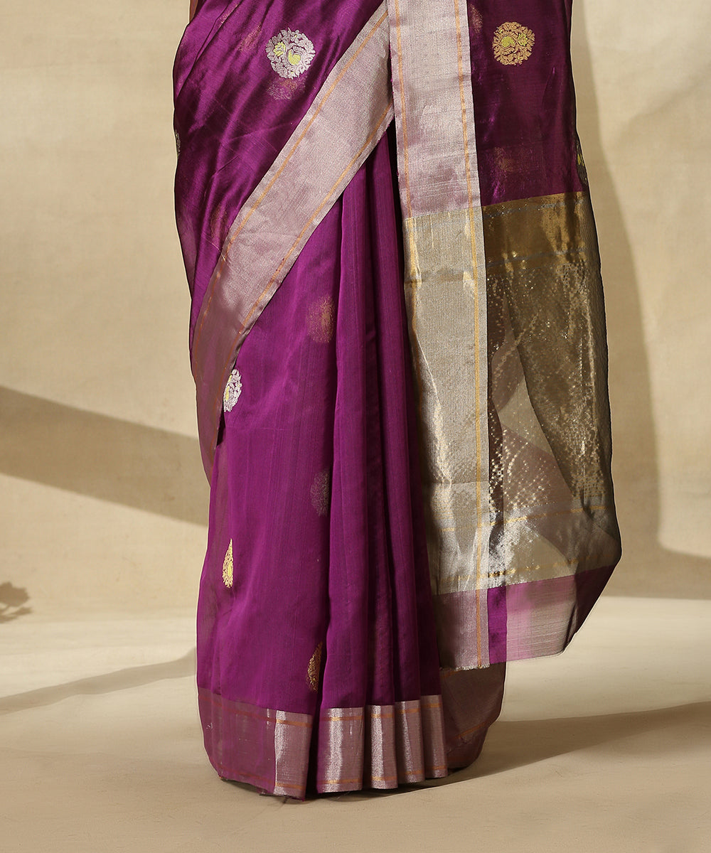 Handloom_Purple_Pure_Silk_Chanderi_Saree_With_Eknaliya_Zari_Boota_WeaverStory_04