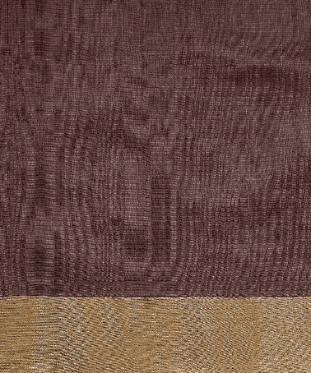 Dark_Brown_Handloom_Pure_Chanderi_Silk_Saree_With_Zari_Polka_Dots_WeaverStory_05