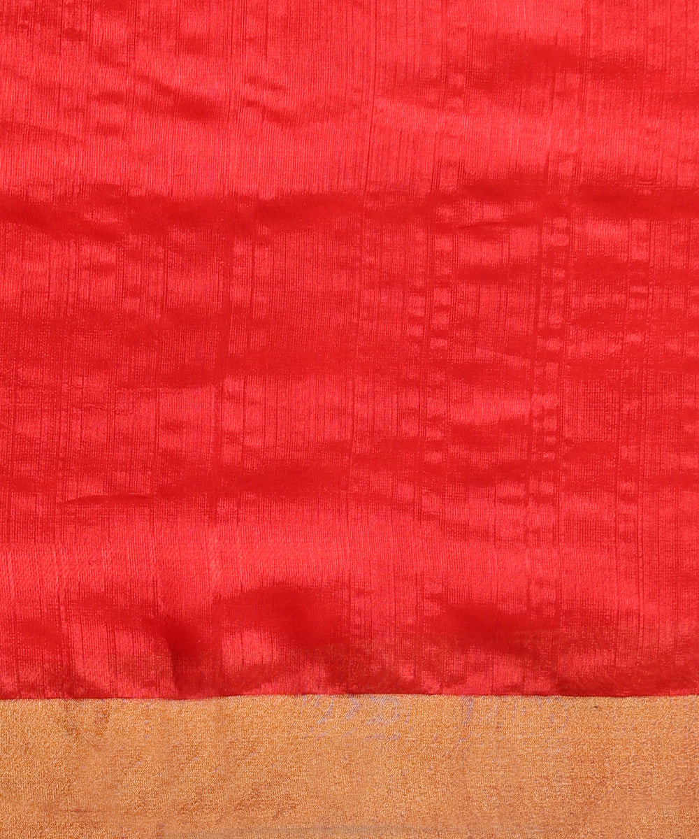 Handloom_Red_Pure_Silk_Chanderi_Saree_With_Zari_Booti_WeaverStory_05