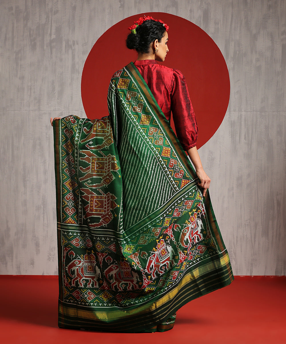 Green_Handloom_Mulberry_Silk_8_Ply_Patola_Saree_With_Single_Ikat_Weave_WeaverStory_03