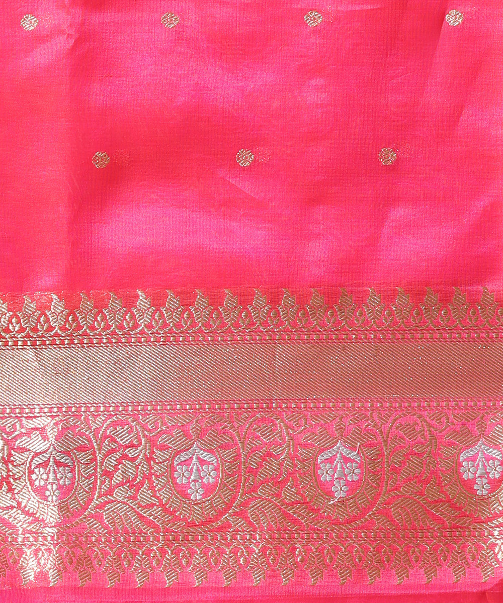 Handloom_Fuschia_Pink_Pure_Kora_Silk_Banarasi_Saree_With_Sona_Rupa_Zari_Booti_WeaverStory_05