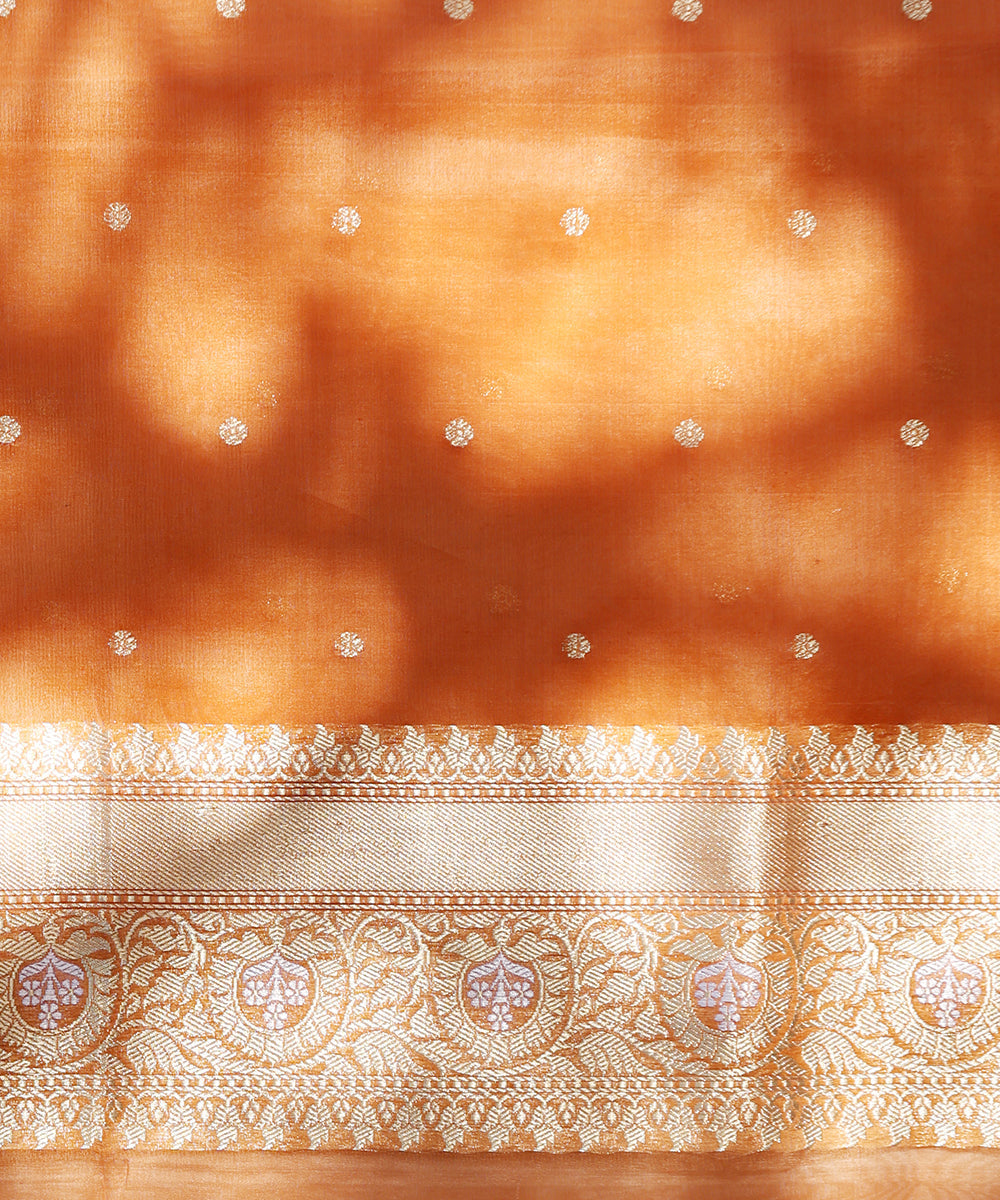 Handloom_Saffron_Pure_Kora_Silk_Banarasi_Saree_With_And_Kadhwa_Border_WeaverStory_05