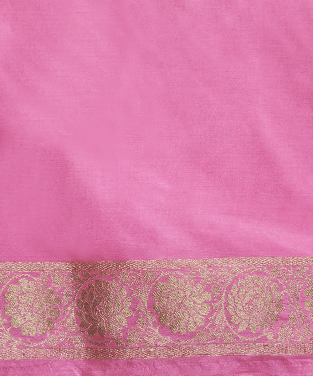 Handloom_Pink_Pure_Katan_Silk_Banarasi_Saree_With_Floral_Zari_Border_WeaverStory_05