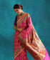 Hot_Pink_Handloom_Double_Warp_Meenakari_Patola_Saree_With_Paithani_Peacock_Border_WeaverStory_01