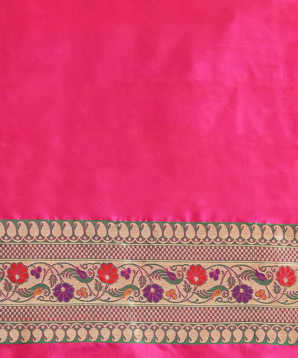 Hot_Pink_Handloom_Double_Warp_Meenakari_Patola_Saree_With_Paithani_Peacock_Border_WeaverStory_05