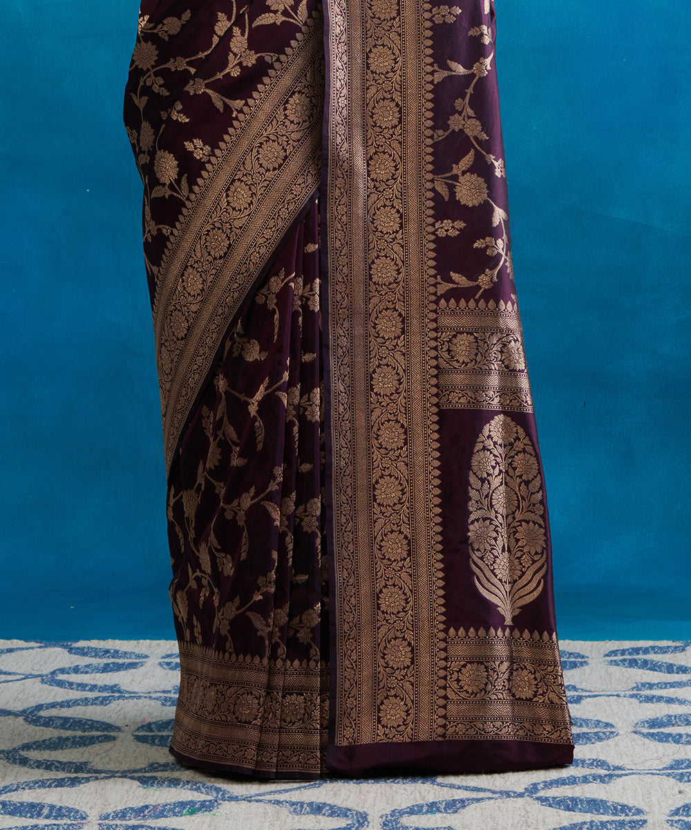 Purple_Handloom_Pure_Katan_Silk_Banarasi_Saree_With_Cutwork_Jaal_WeaverStory_04