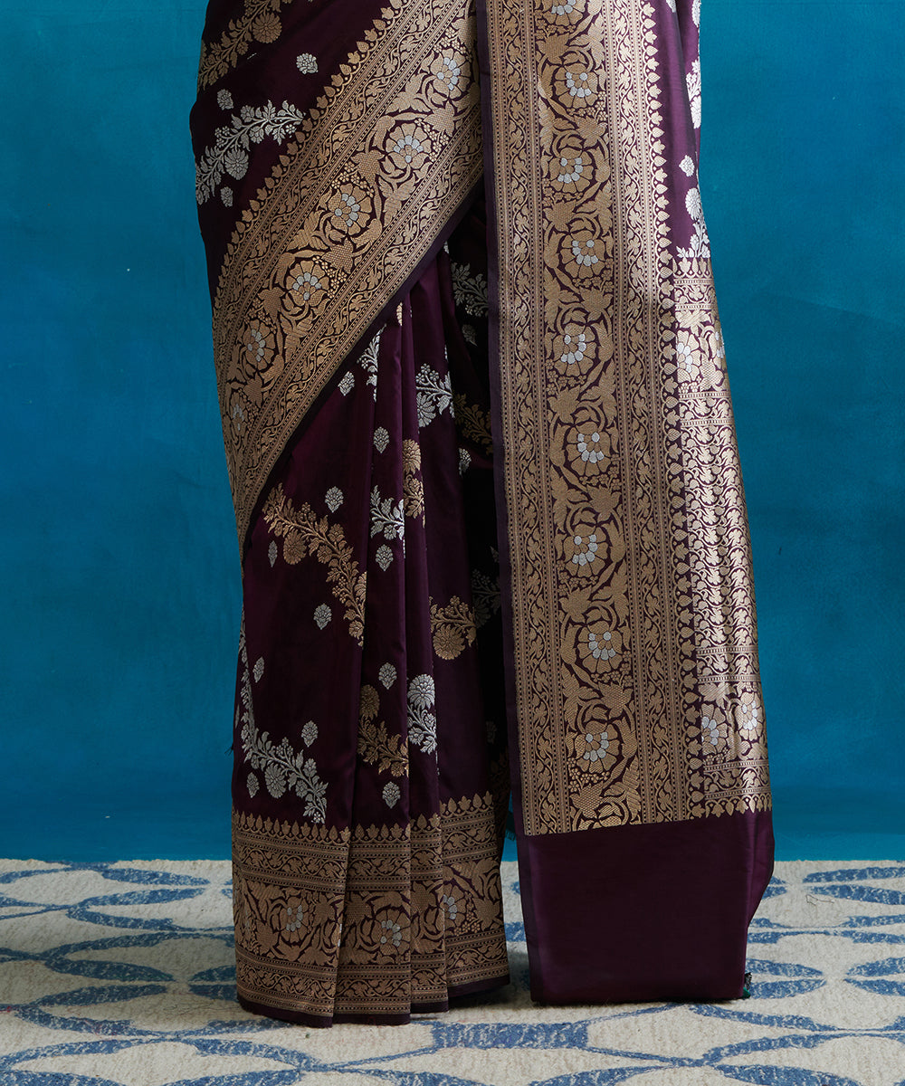 Purple_Handloom_Pure_Katan_Silk_Banarasi_Saree_With_Sona_Rupa_Aada_Jaal_WeaverStory_04