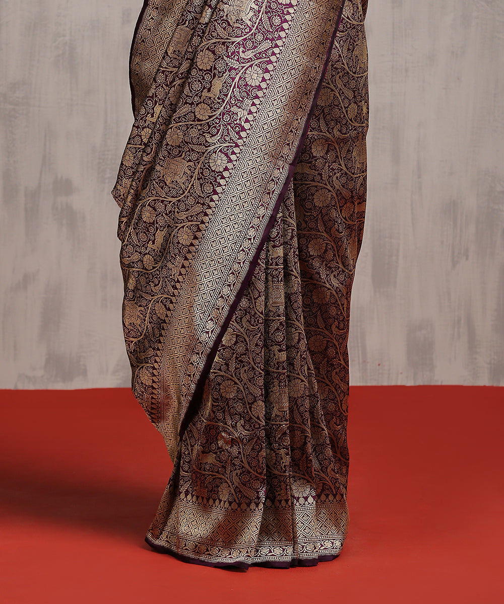Handloom_Purple_Shikargah_Pure_Katan_Silk_Banarasi_Saree_WeaverStory_04