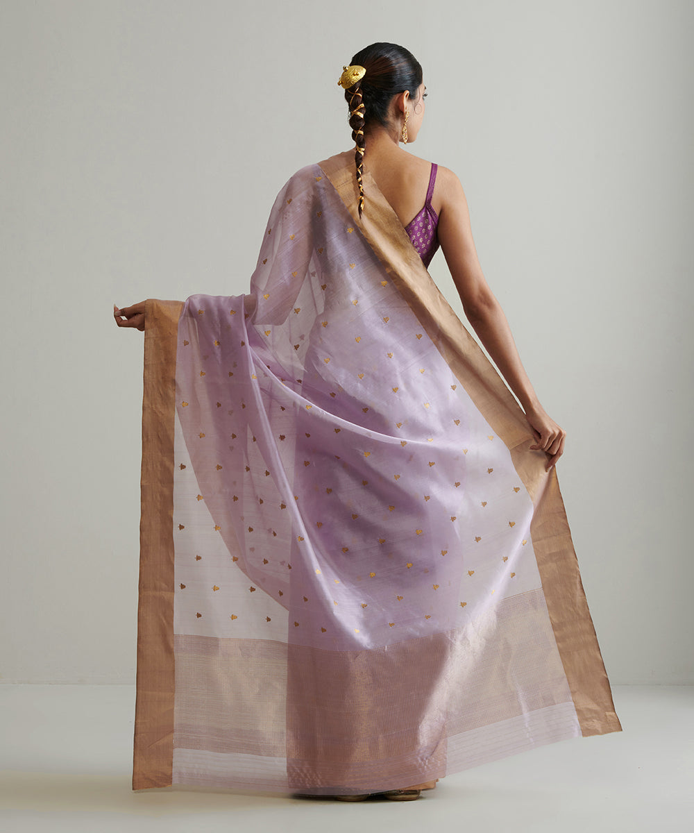 Handloom_Lavender_Pure_Chanderi_Silk_Saree_With_Gugnu_Booti_WeaverStory_03
