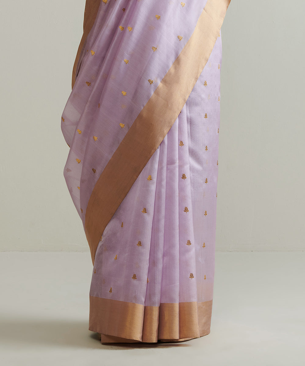 Handloom_Lavender_Pure_Chanderi_Silk_Saree_With_Gugnu_Booti_WeaverStory_04