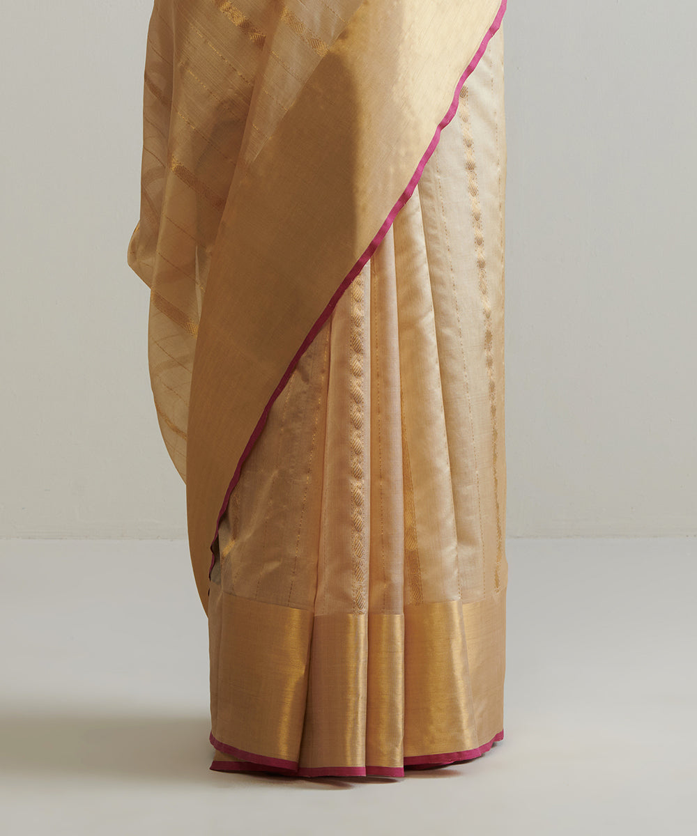 Gold_Handloom_Tissue_Silk_Chanderi_Saree_With_Gold_Stripes_WeaverStory_04